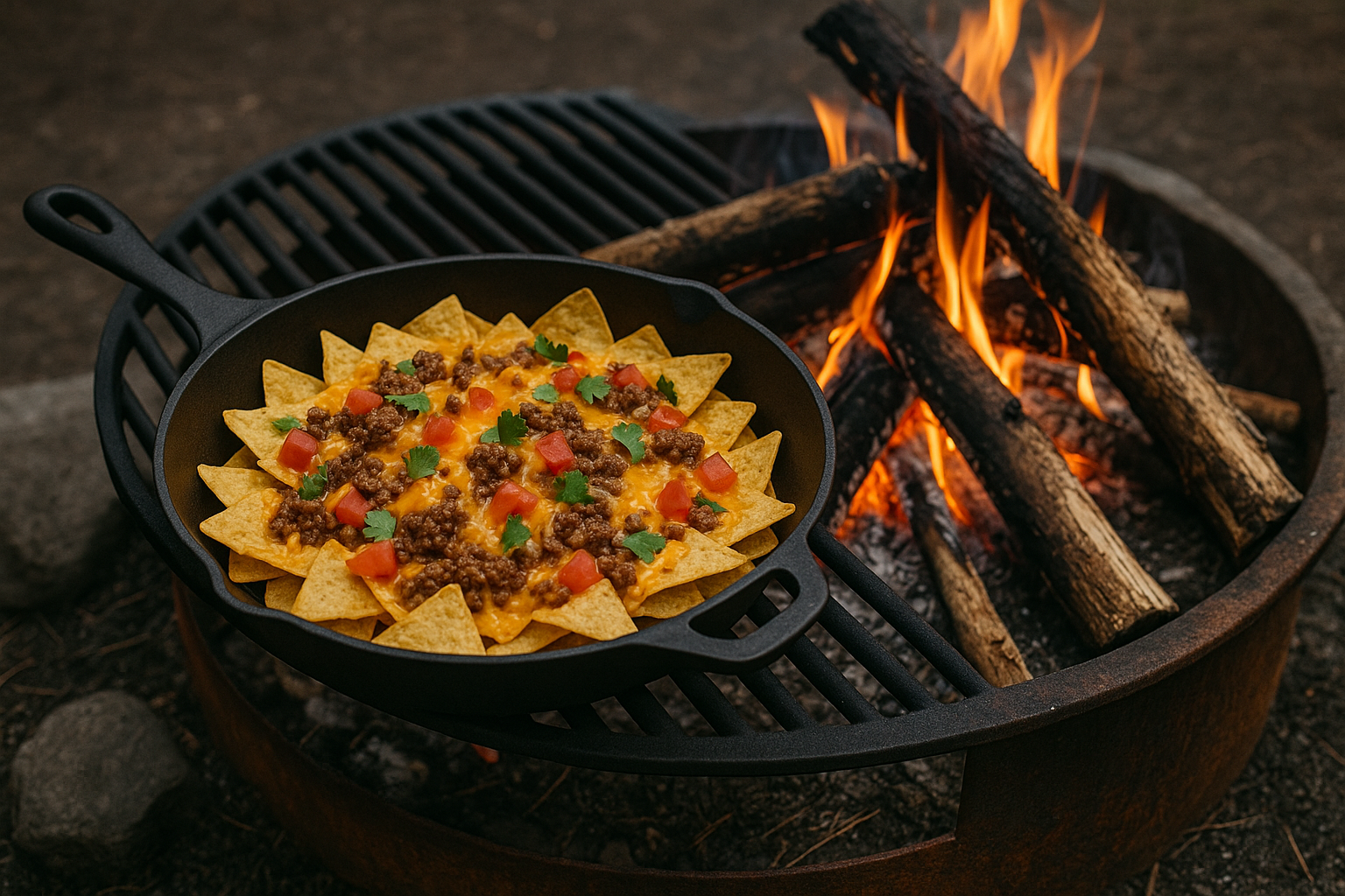 nachos on a campfire nachos on a campfire